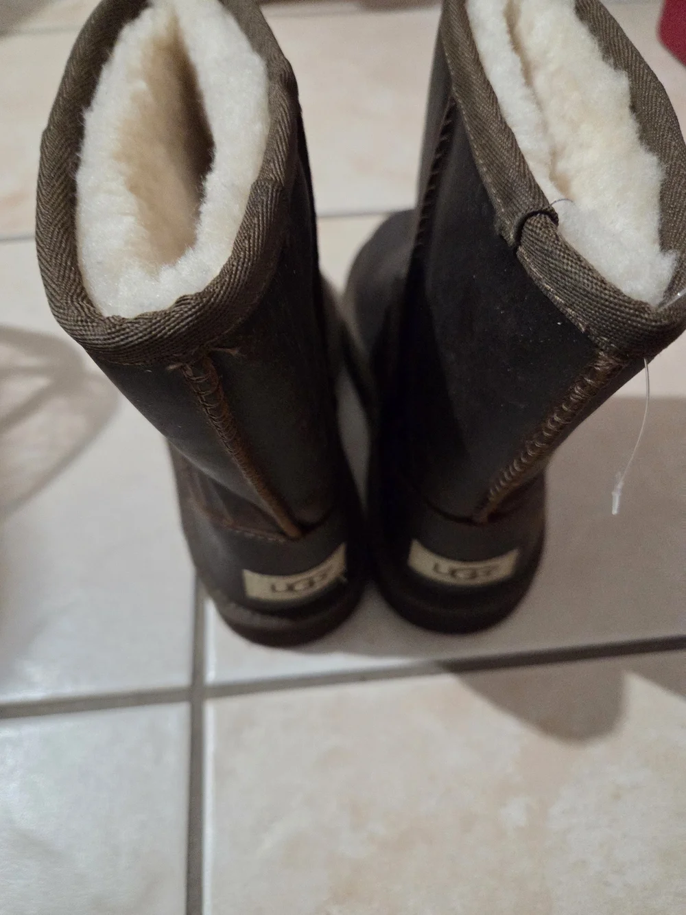 UGG Classic Short Sheepskin Boots in Dark Brown with Cream Lining